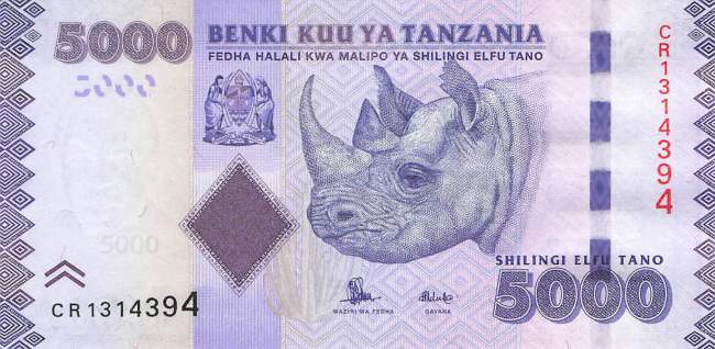 5000 Schillings Tansania P.43b 2015